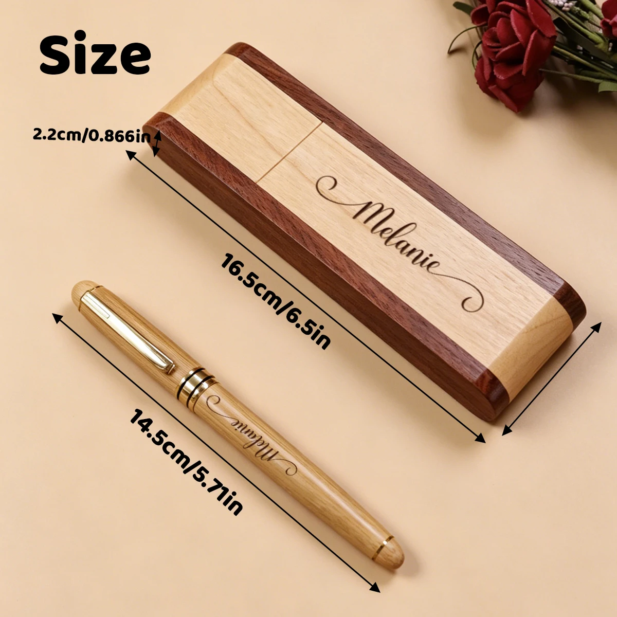 Stylo personnalisé avec support en bois – Image 5